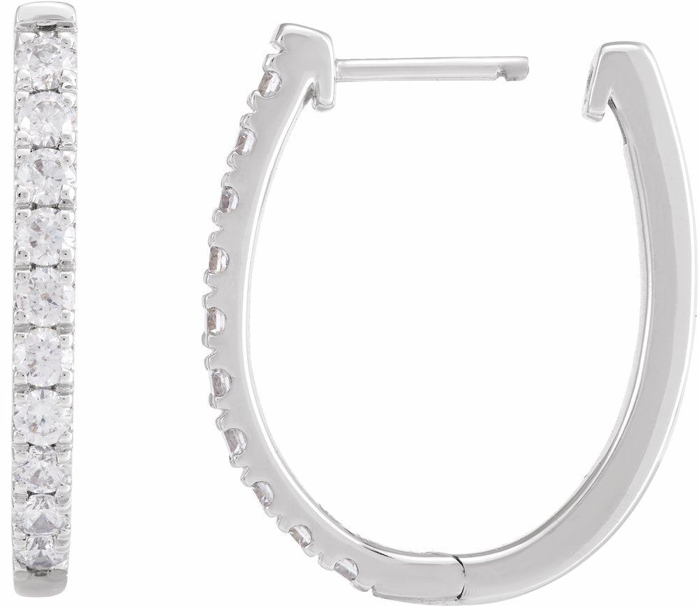 14K White Gold 9/10 CTW Lab-Grown Diamond Hoop Earrings