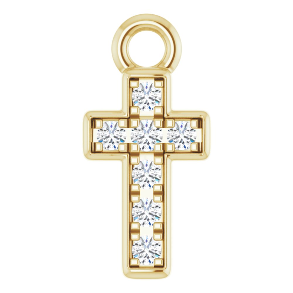 14K Yellow Petite Pavé™ .04 CTW Natural Diamond Cross Dangle