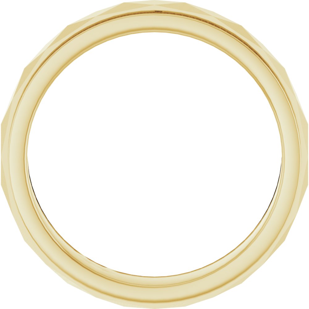 10K Yellow Gold 4 mm Milgrain Stepped-Edge Geometric Faceted Band Size 10