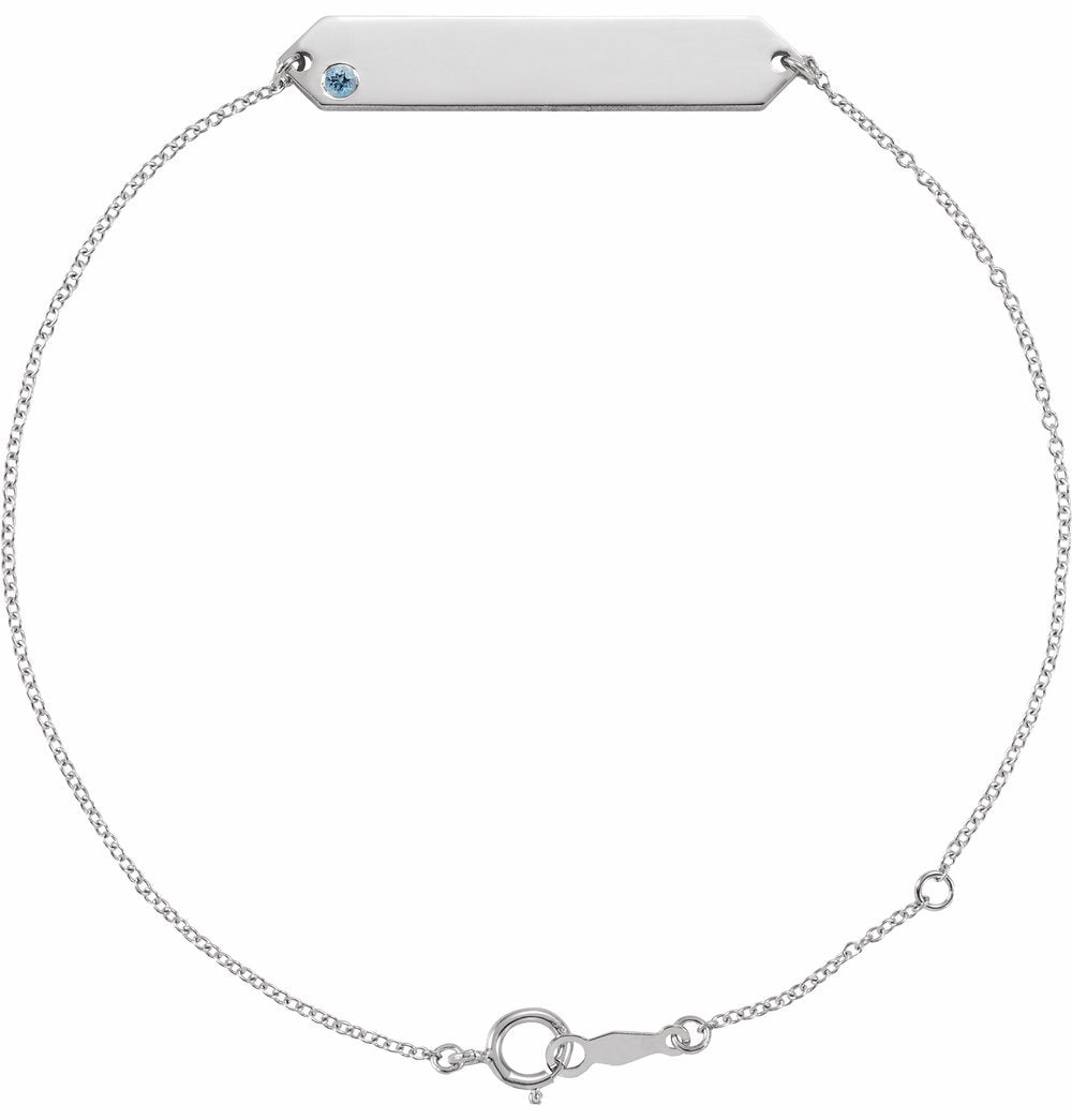 Sterling Silver Natural Aquamarine Geometric 7-8" Bracelet