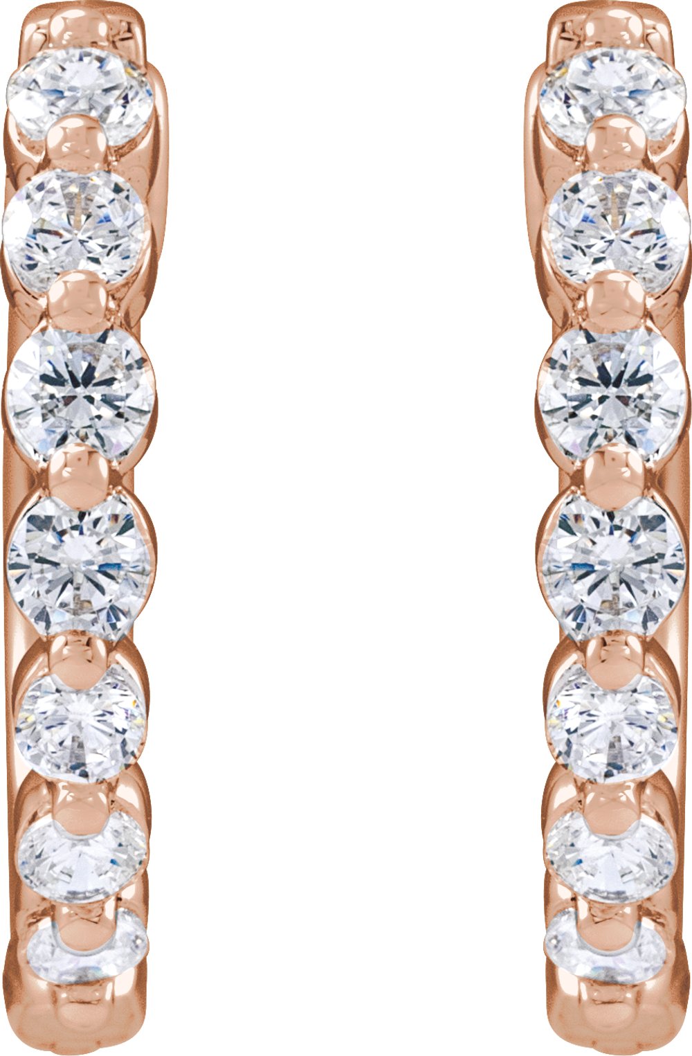 14K Rose 1/2 CTW Lab-Grown Diamond Hoop Earrings