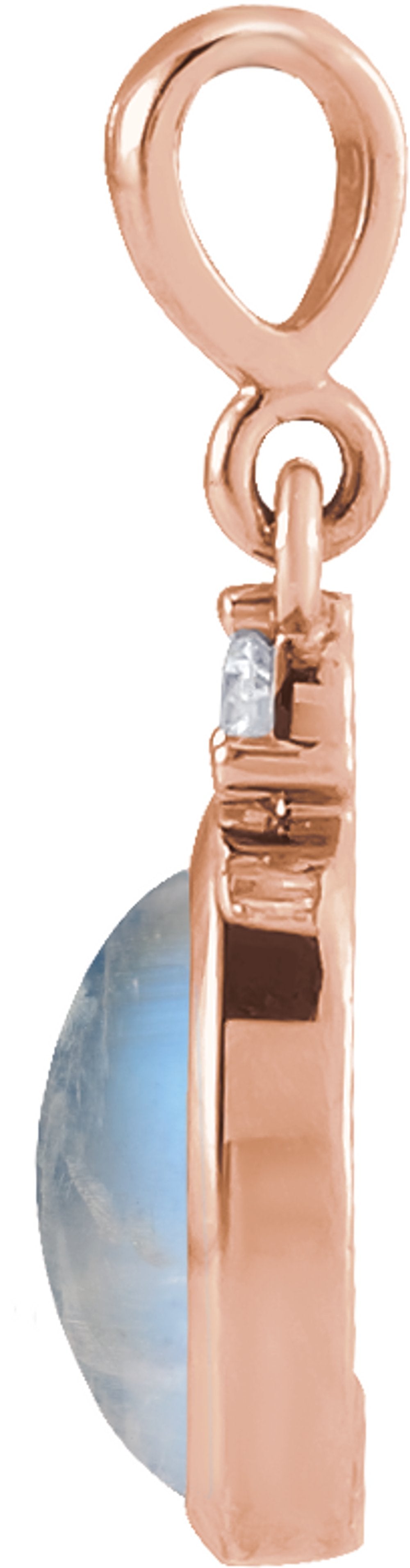 14K Rose Gold 6x4 mm Natural Rainbow Moonstone & .015 CT Natural Diamond Pendant
