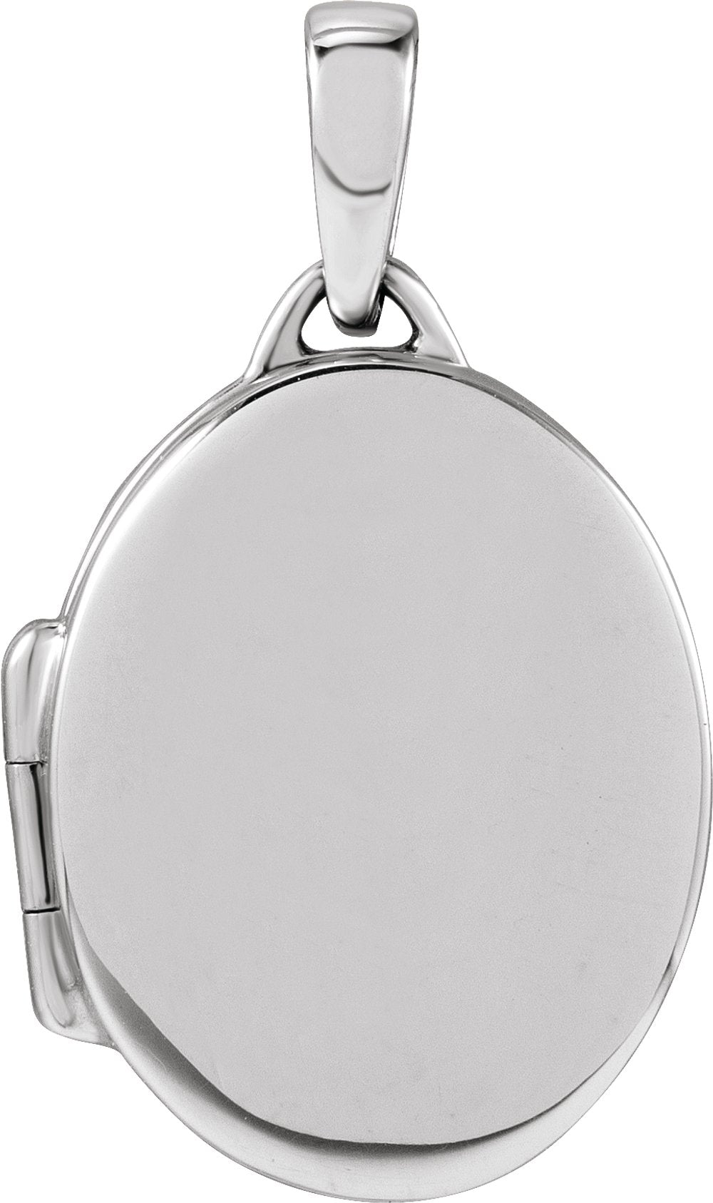 14K White Gold Engravable Oval Locket