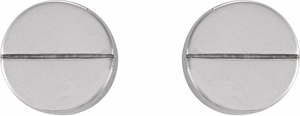 14K White 4.9 mm Geometric 6 mm Press Fit Back Earrings