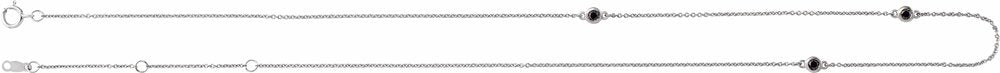 14K White Gold 1/5 CTW Natural Black Diamond 3-Station 16-18" Necklace