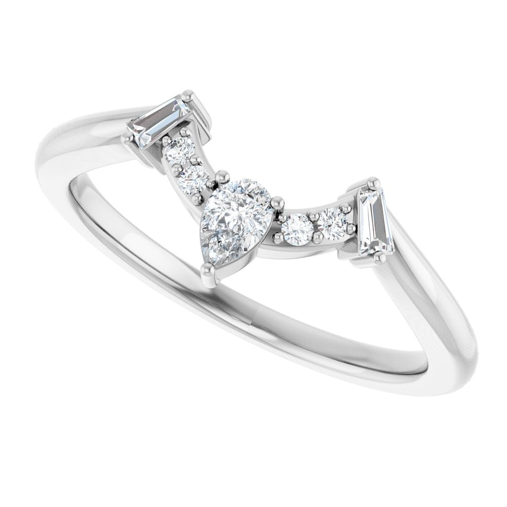 14K White Gold 1/5 CTW Natural Diamond Contour Band