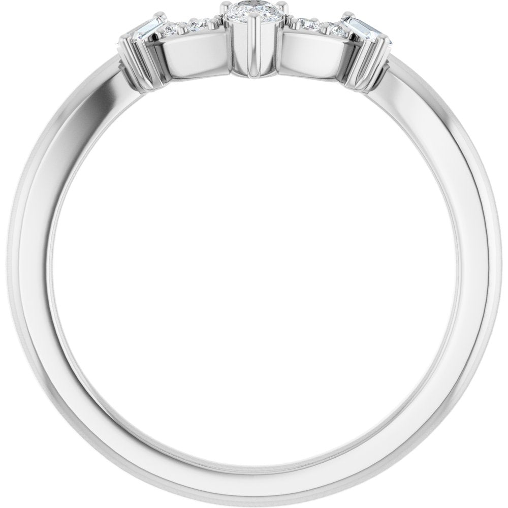 14K White Gold 1/5 CTW Natural Diamond Contour Band