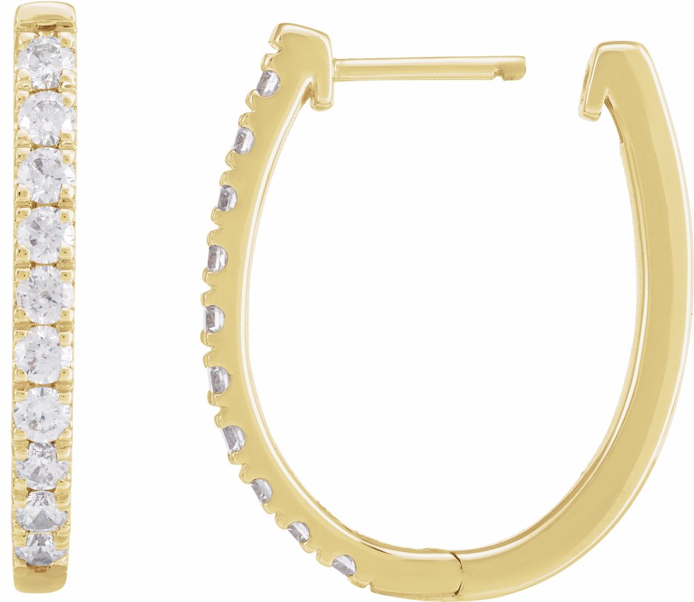 14K Yellow 9/10 CTW Lab-Grown Diamond Hoop Earrings