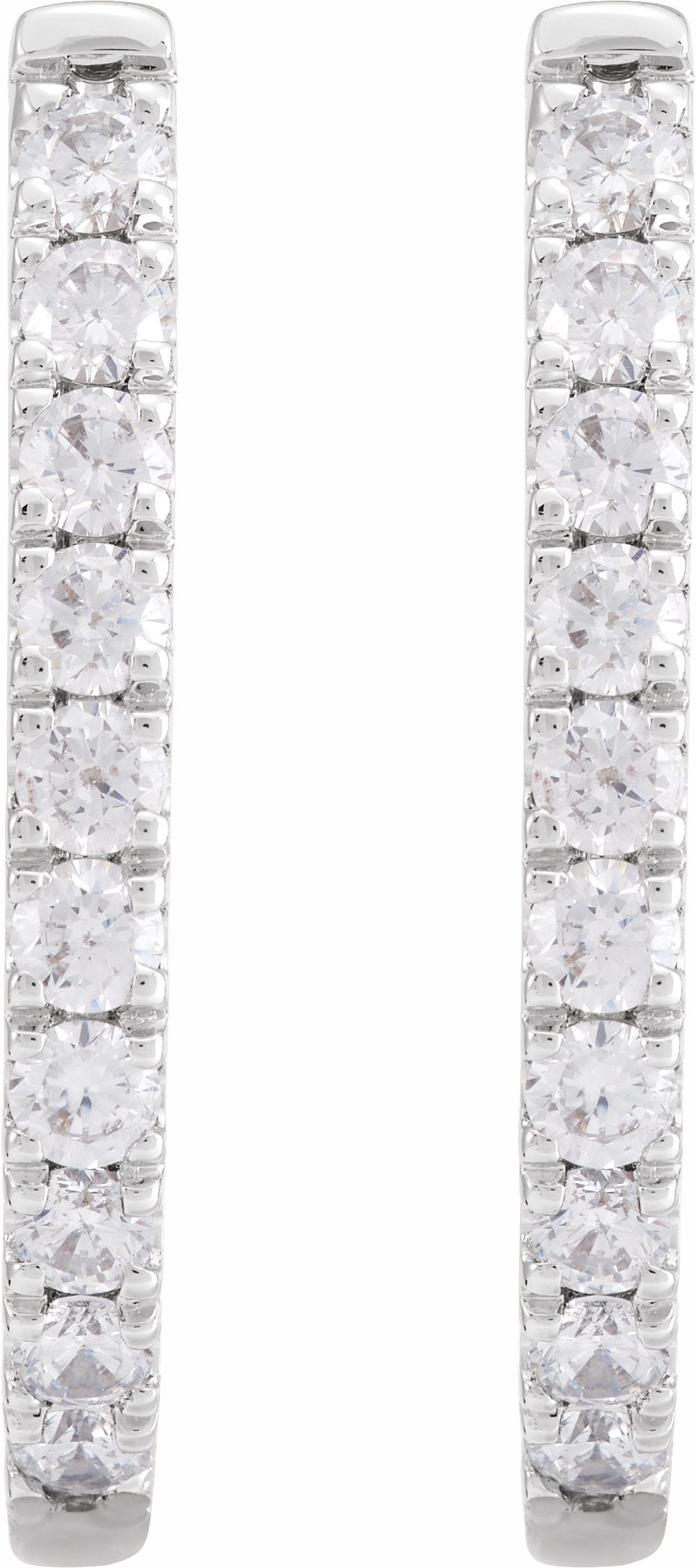 14K White Gold 9/10 CTW Lab-Grown Diamond Hoop Earrings