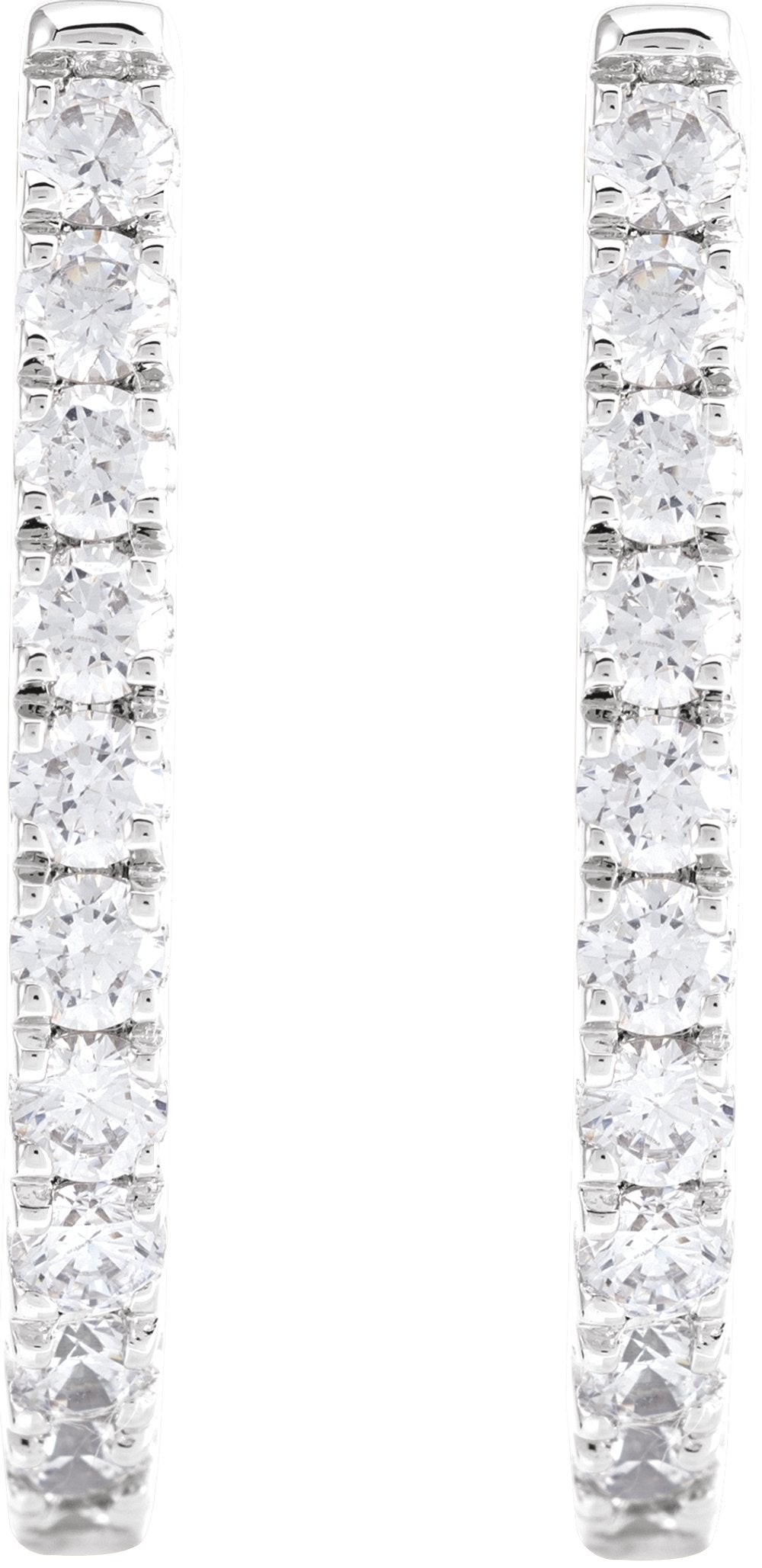 14K White Gold 3/4 CTW Lab-Grown Diamond Hoop Earrings
