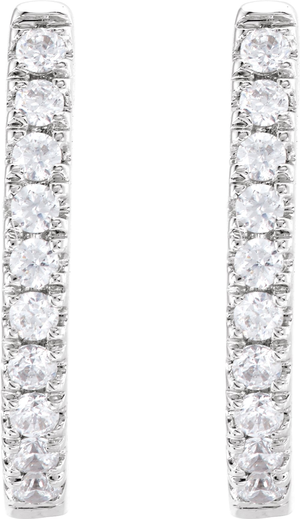 14K White 1/6 CTW Lab-Grown Diamond Hoop Earrings