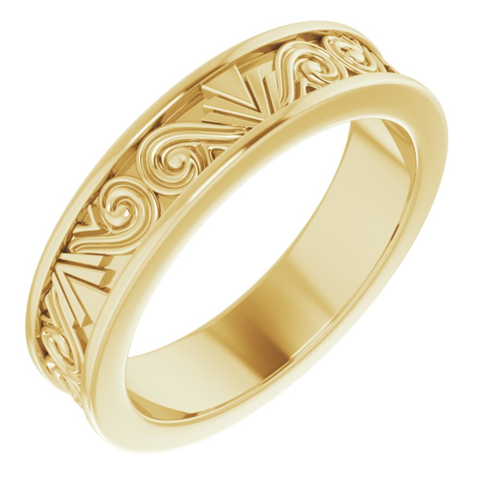 14K Yellow Gold 3 mm Sculptural Flat Band Size 5