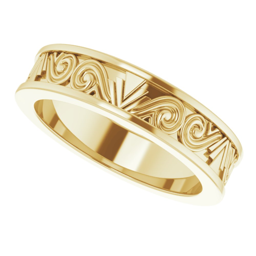 14K Yellow Gold 3 mm Sculptural Flat Band Size 5
