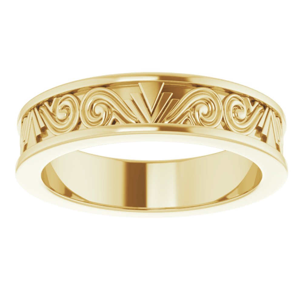 14K Yellow Gold 3 mm Sculptural Flat Band Size 5