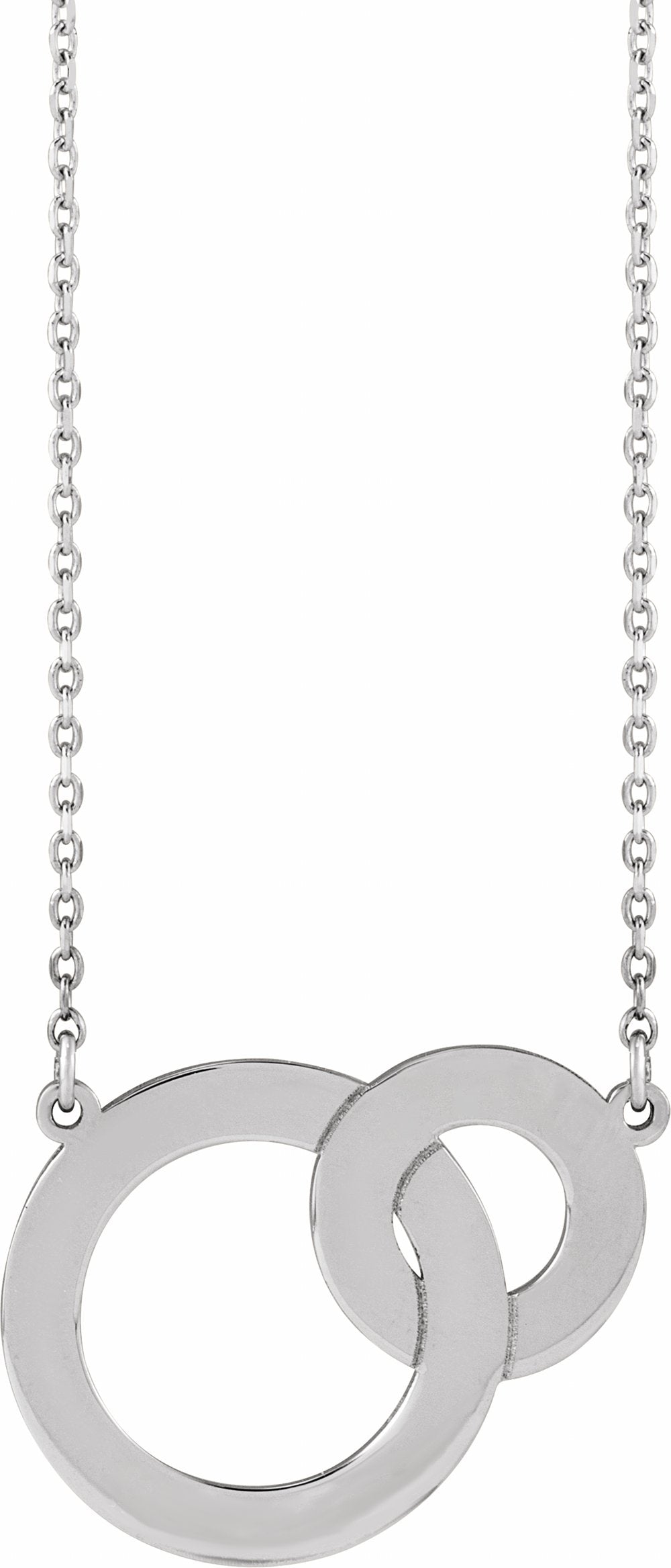 14K White Gold Engravable Interlocking Circles 18" Necklace