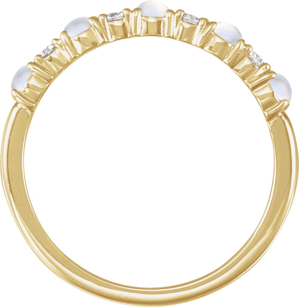 14K Yellow Gold Natural Rainbow Moonstone & 1/8 CTW Natural Diamond Ring