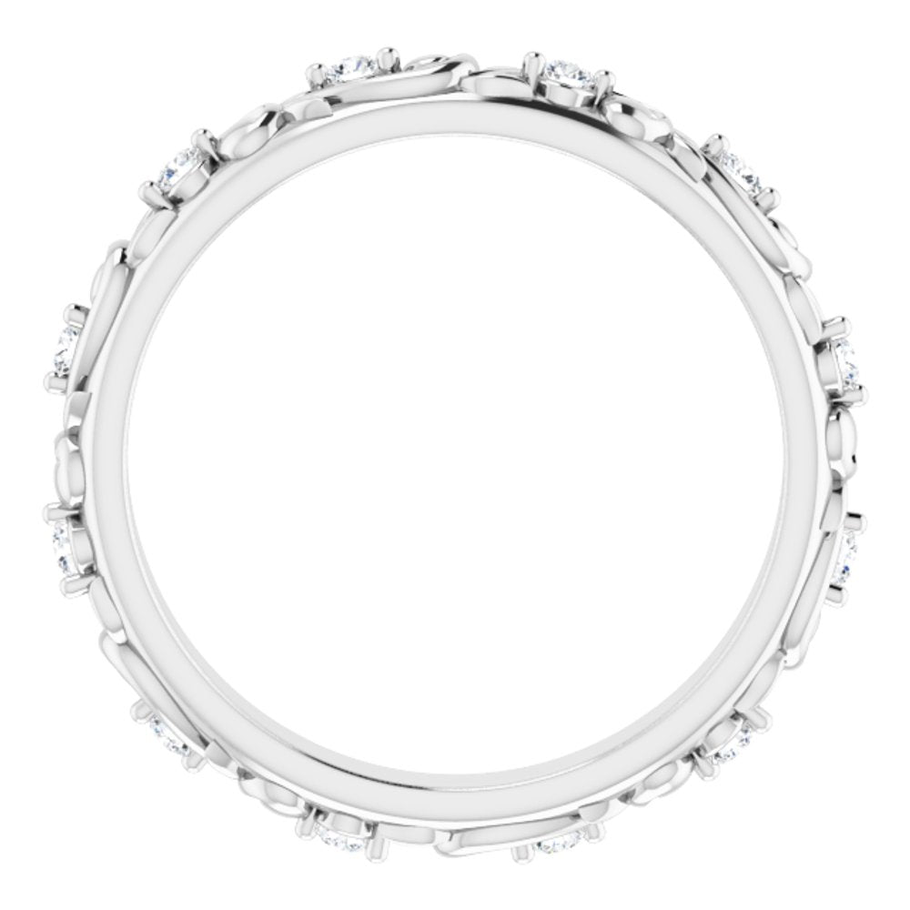 14K White 1.5 mm Round 1/6 CTW Natural Diamond Floral Band