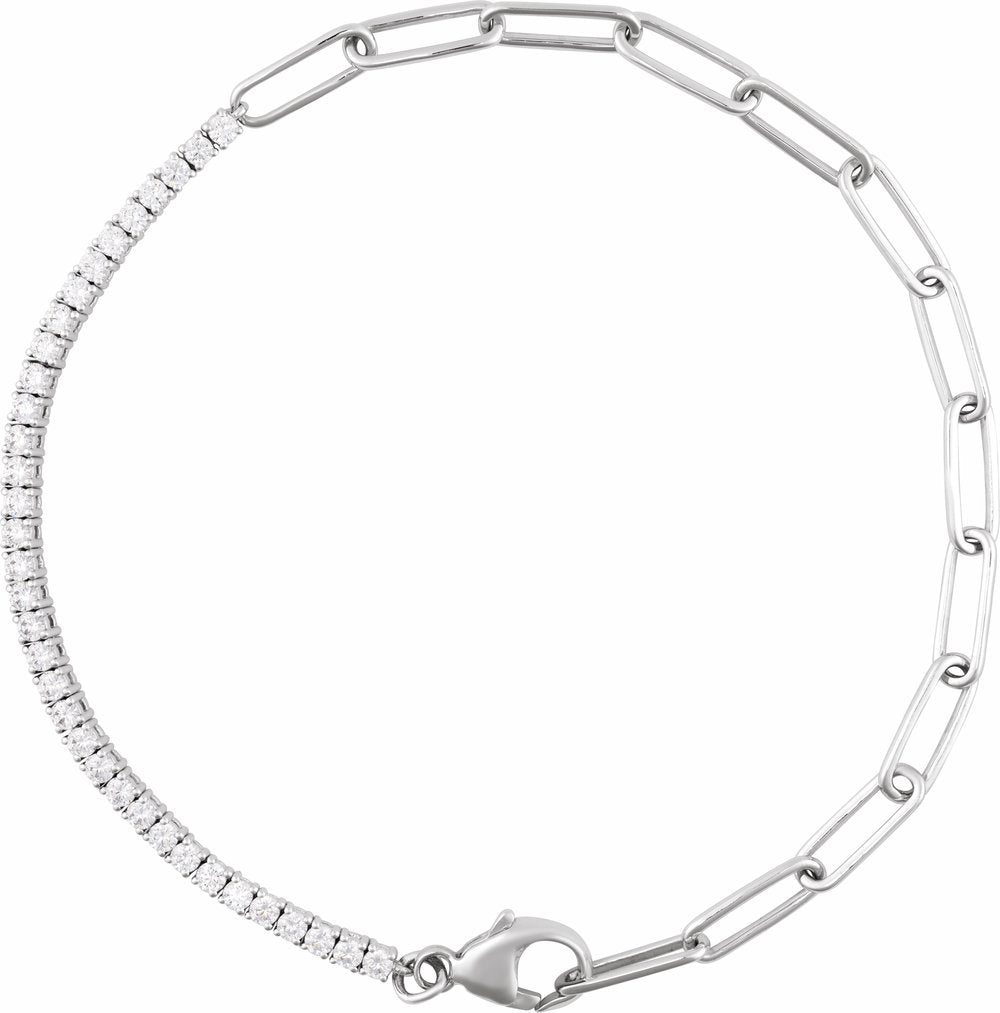 14K White Gold 1 CTW Lab-Grown Diamond Line 7 1/2" Bracelet