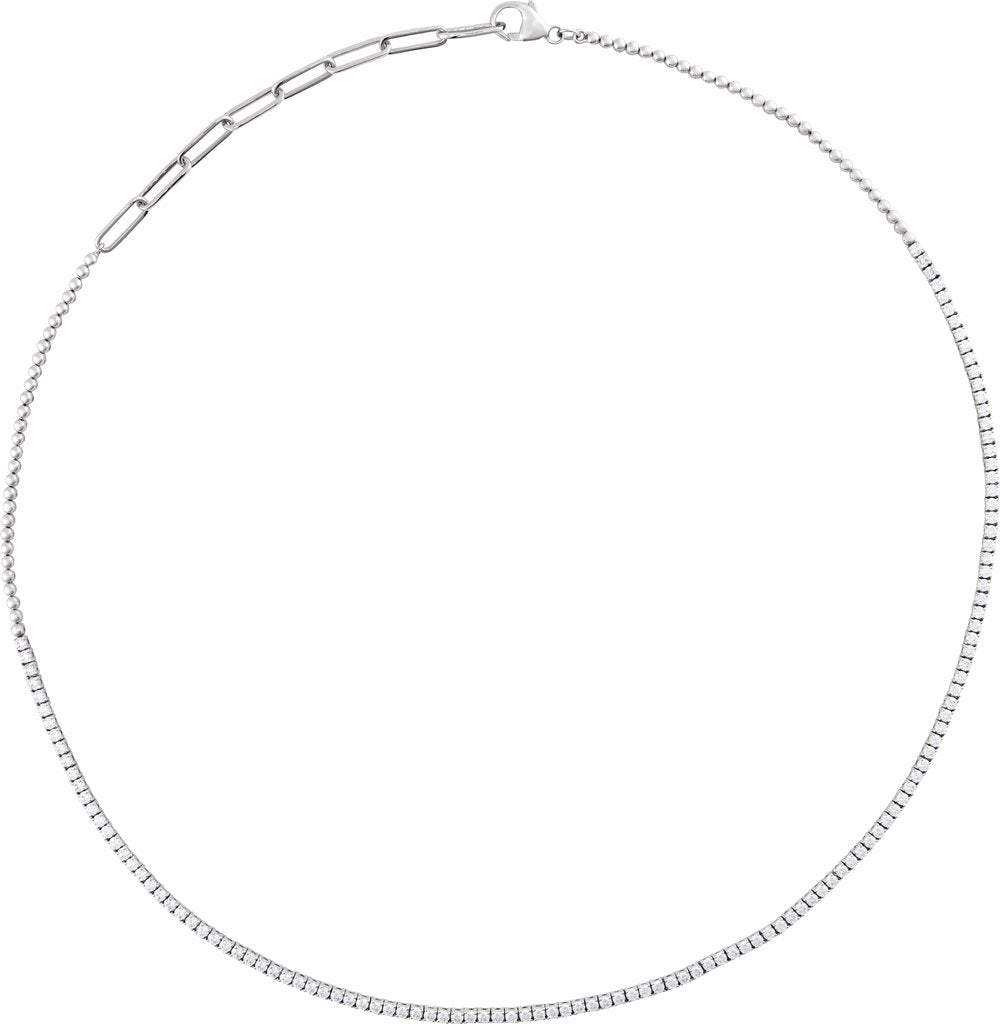 14K White Gold 3 1/5 CTW Natural Diamond Adjustable 15-18" Necklace