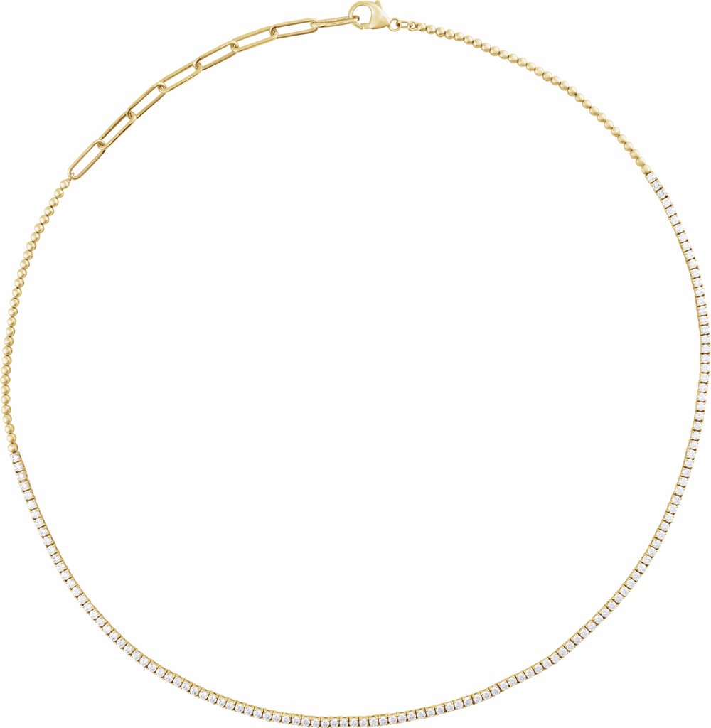 14K Yellow Gold 3 1/5 CTW Natural Diamond Adjustable 15-18" Necklace