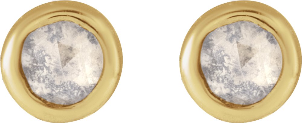 14K Yellow Gold .06 CTW Rose-Cut Natural Diamond Stud Earrings