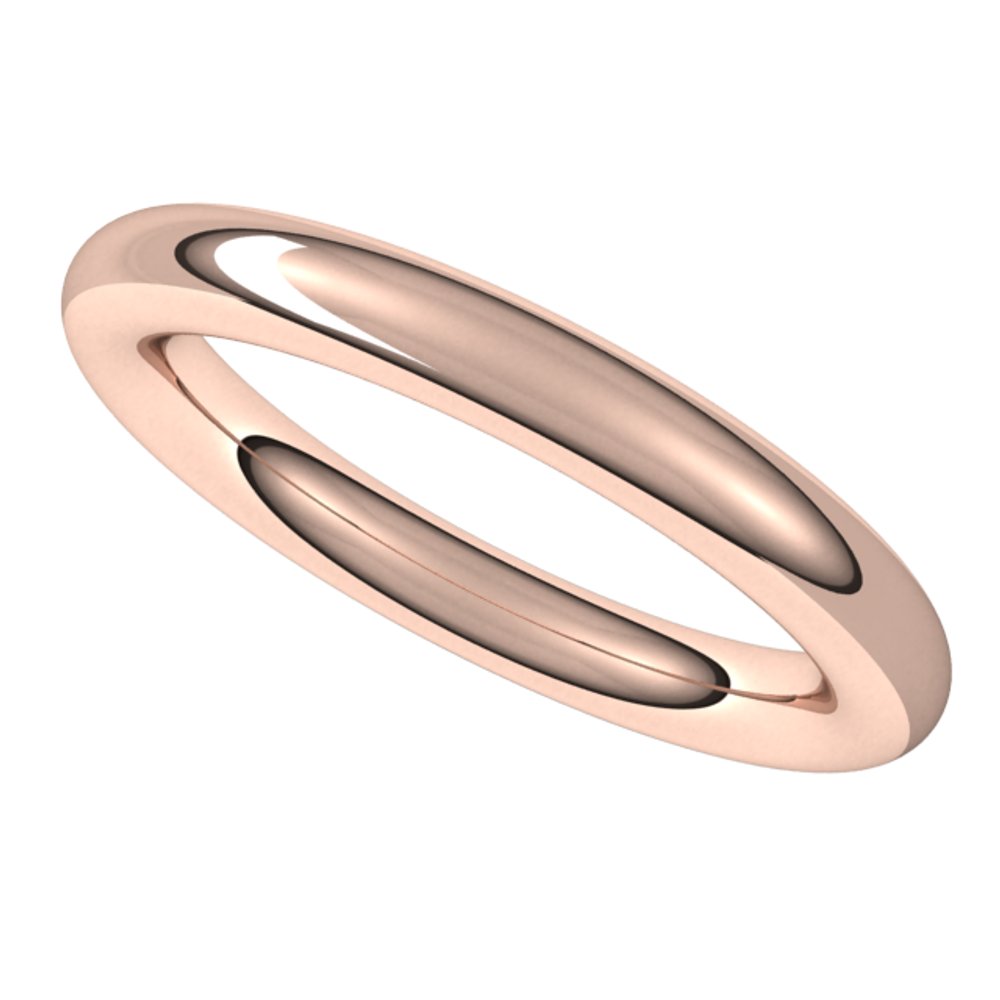14K Rose 3 mm Comfort-Fit Full Round Band Size 8