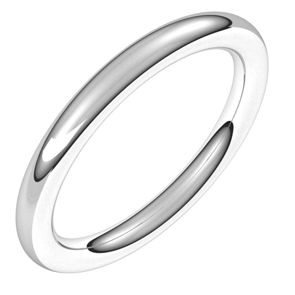 14K White 2.5 mm Comfort-Fit Full Round Band Size 4
