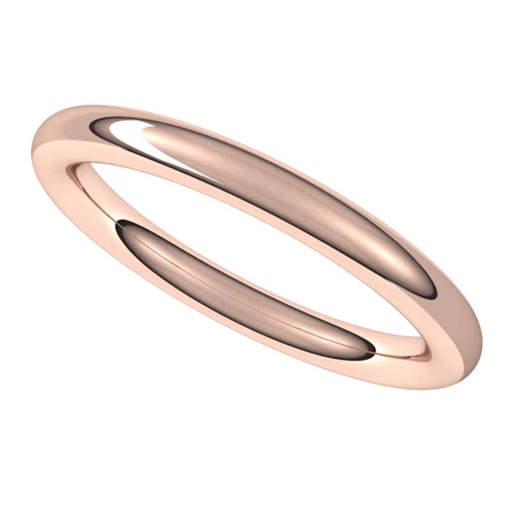 14K Rose 2.5 mm Comfort-Fit Full Round Band Size 8