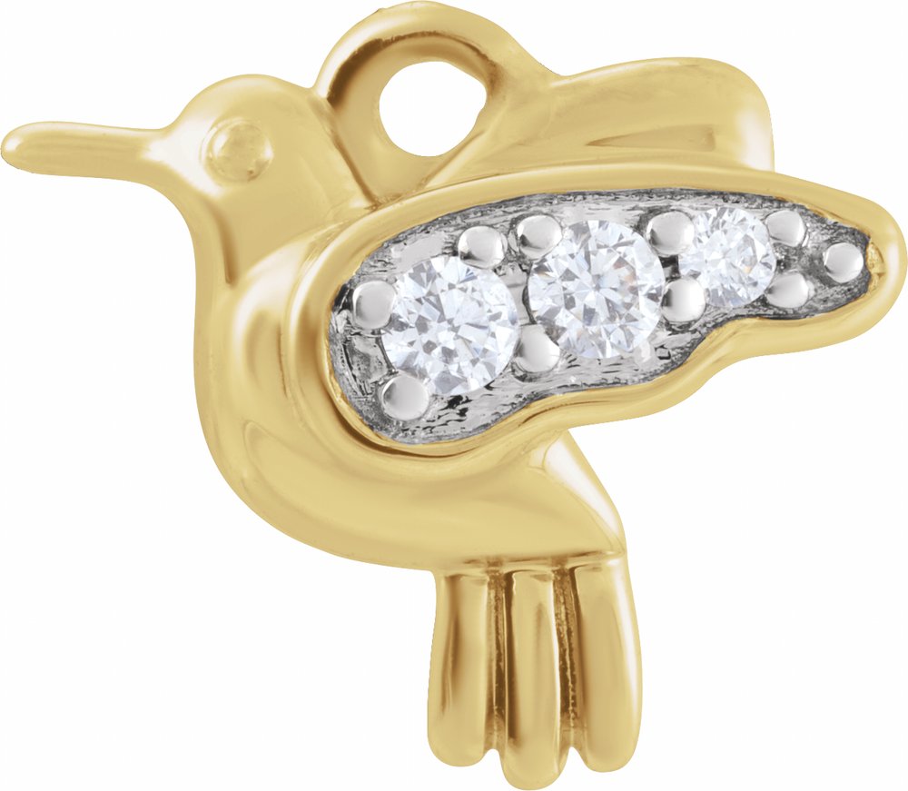 14K Yellow .04 CTW Natural Diamond Hummingbird Dangle