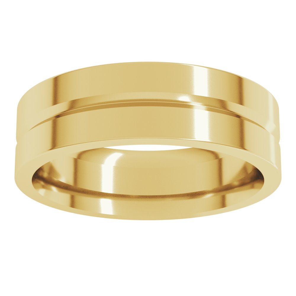 14K Yellow 6 mm Grooved Comfort-Fit Flat Band Size 10