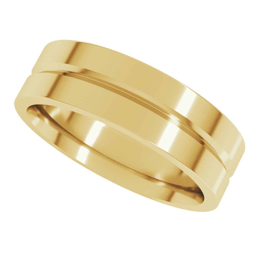 14K Yellow 6 mm Grooved Comfort-Fit Flat Band Size 10
