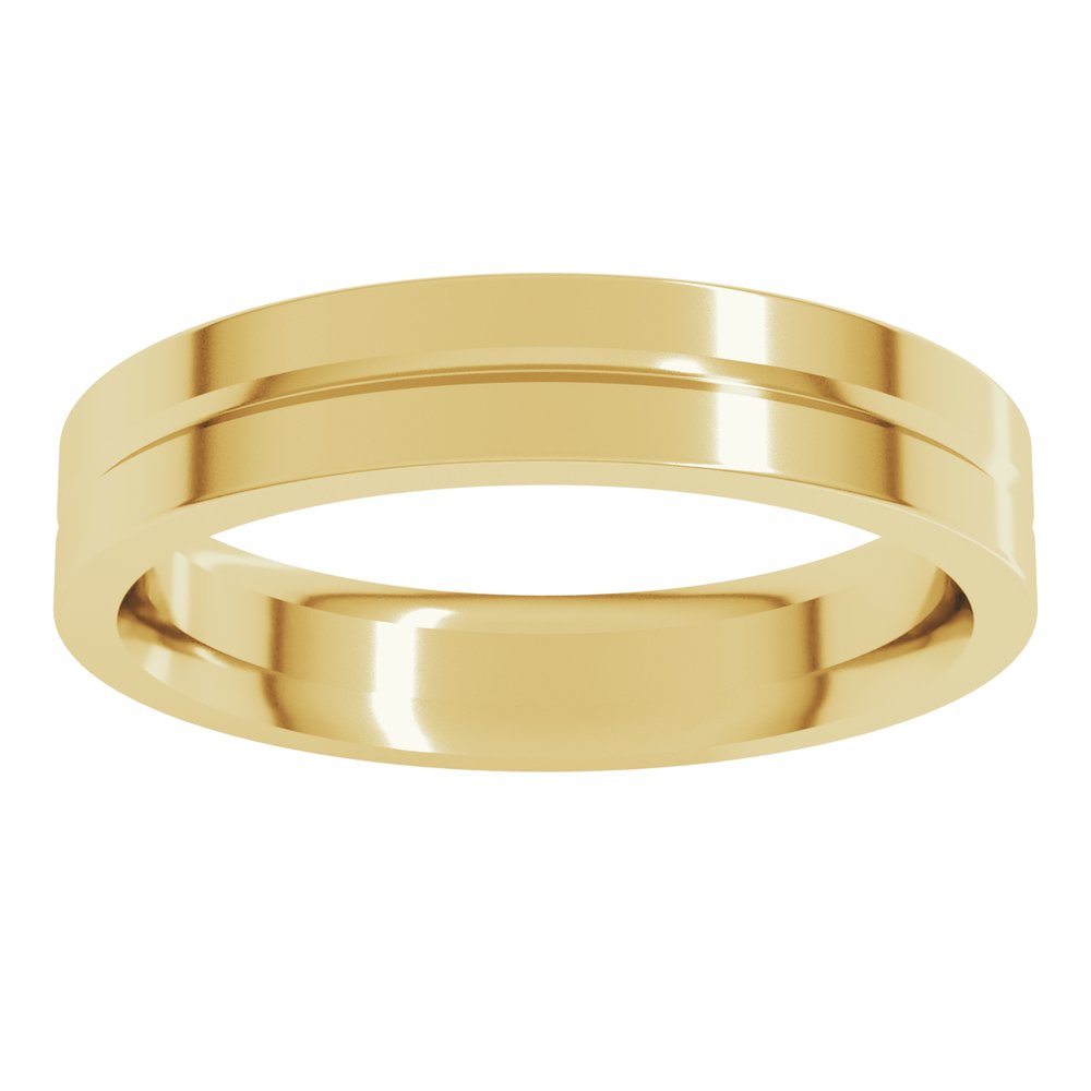 14K Yellow Gold 4 mm Grooved Comfort-Fit Flat Band Size 8