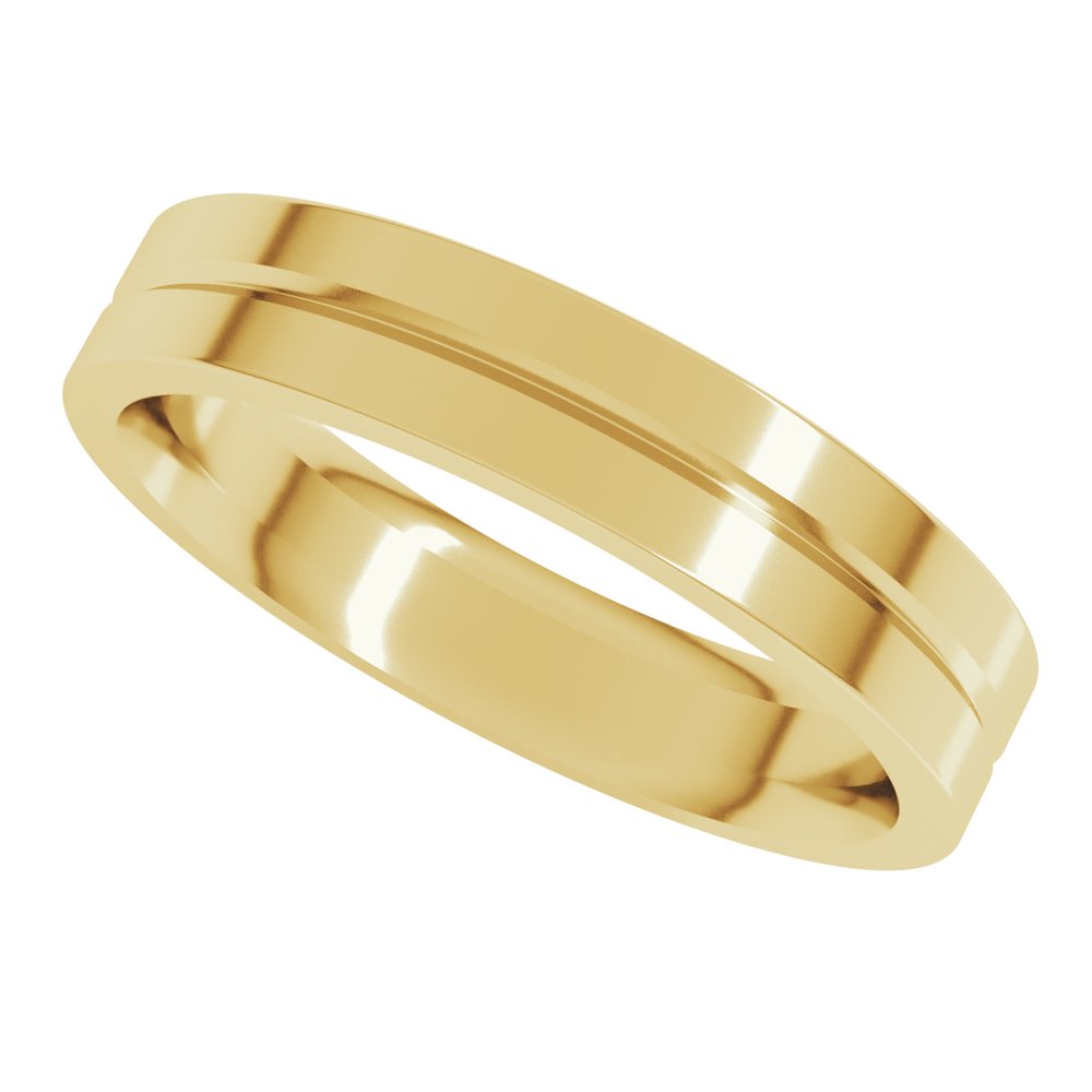 10K Yellow Gold 4 mm Grooved Comfort-Fit Flat Band Size 10