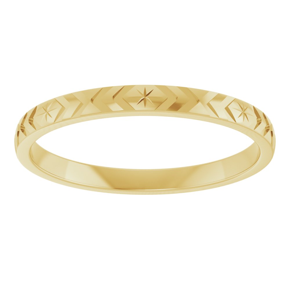 14K Yellow Gold 2 mm Geometric Flat Band Size 7