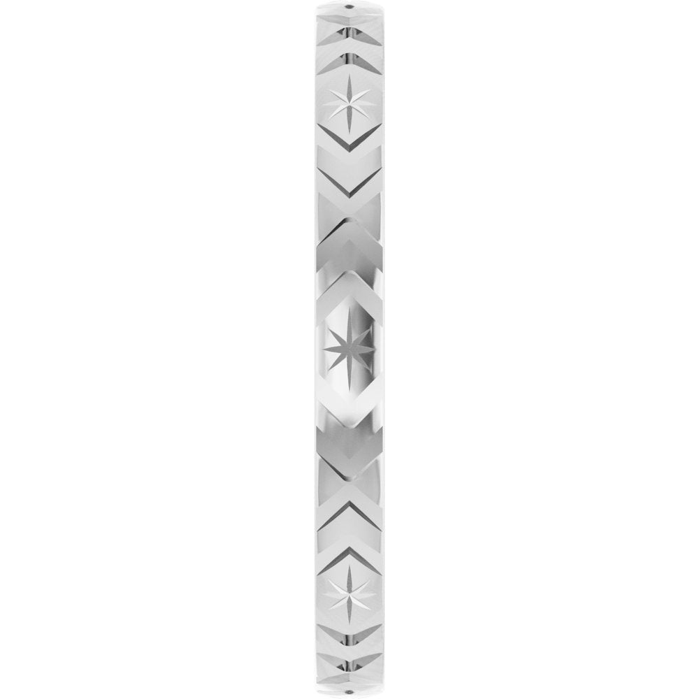 14K White Gold 2 mm Geometric Flat Band Size 7