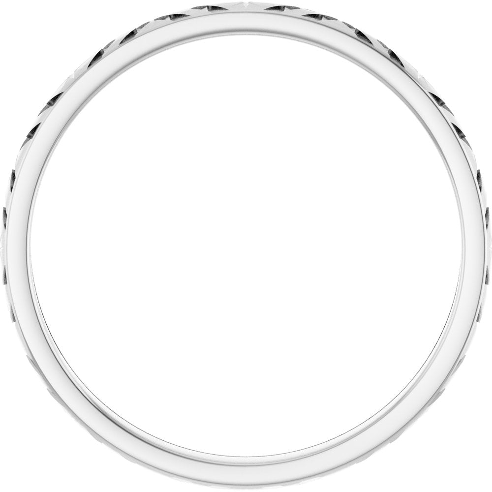 14K White Gold 2 mm Geometric Flat Band Size 7