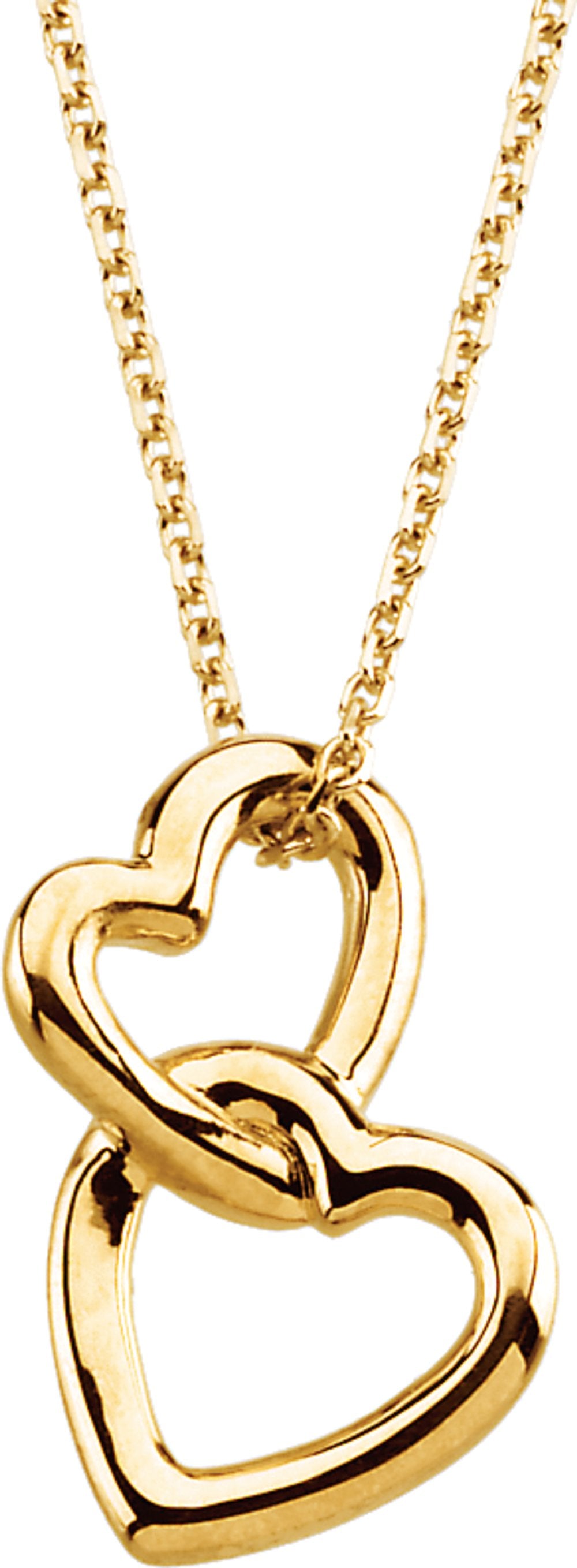 14K Yellow Gold Double Heart 18" Necklace
