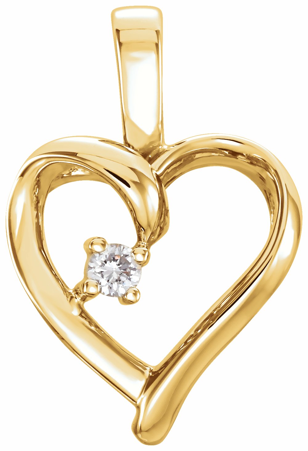 14K Yellow Gold .02 CT Natural Diamond Heart Pendant