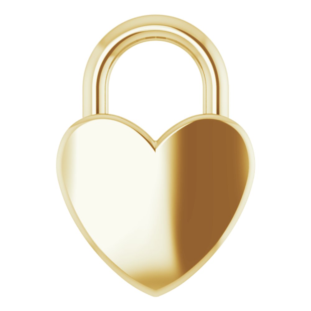 14K White Gold Engravable Heart Lock Pendant