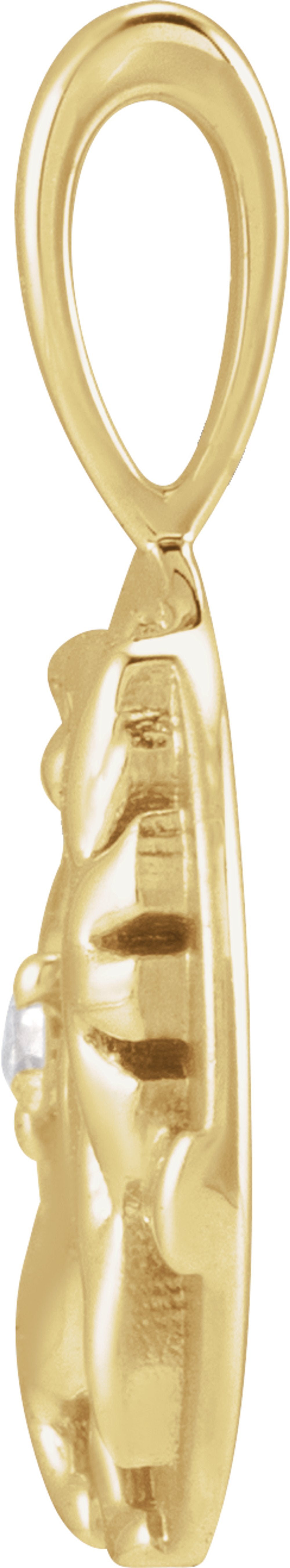 14K Yellow Gold .015 CT Natural Diamond Chinese Zodiac Tiger Pendant