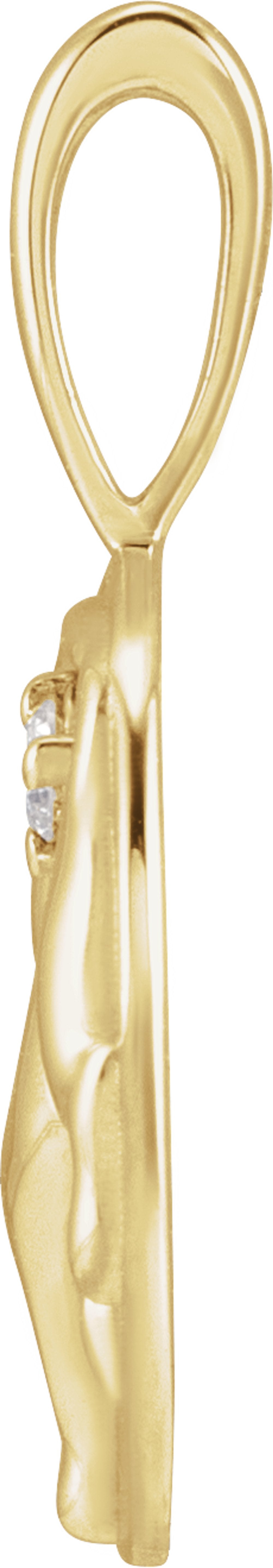 14K Yellow Gold .015 CT Natural Diamond Chinese Zodiac Goat Pendant