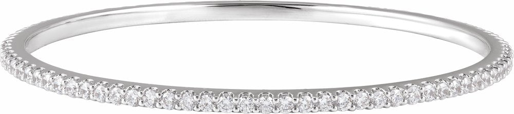 14K White Gold 5 CTW Lab-Grown Diamond Stackable Bangle 8" Bracelet
