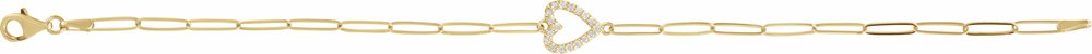 14K Yellow Gold 1/8 CTW Natural Diamond Heart 7" Bracelet