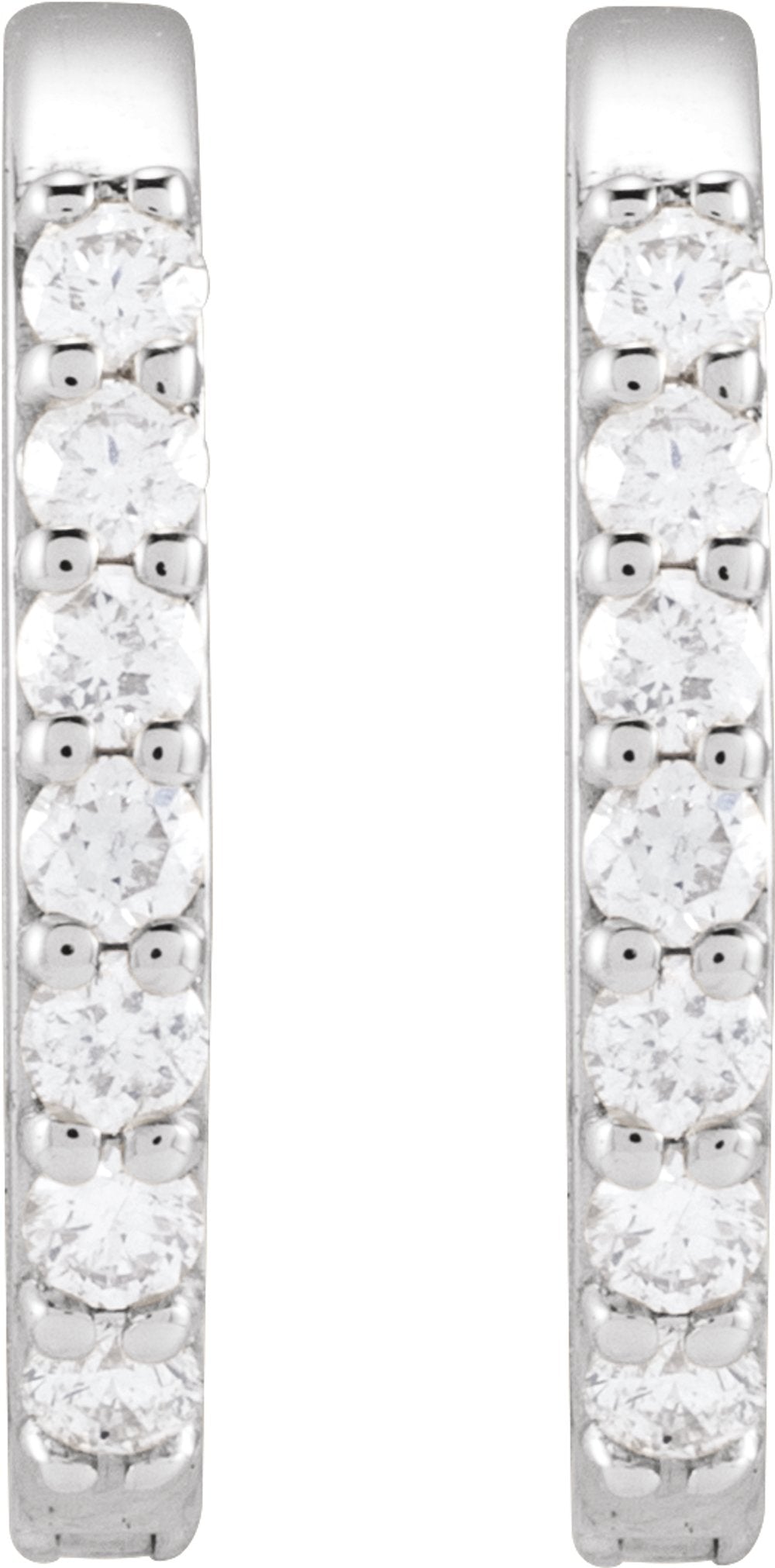 14K White Gold 1/8 CTW Natural Diamond 12 mm Hoop Earrings