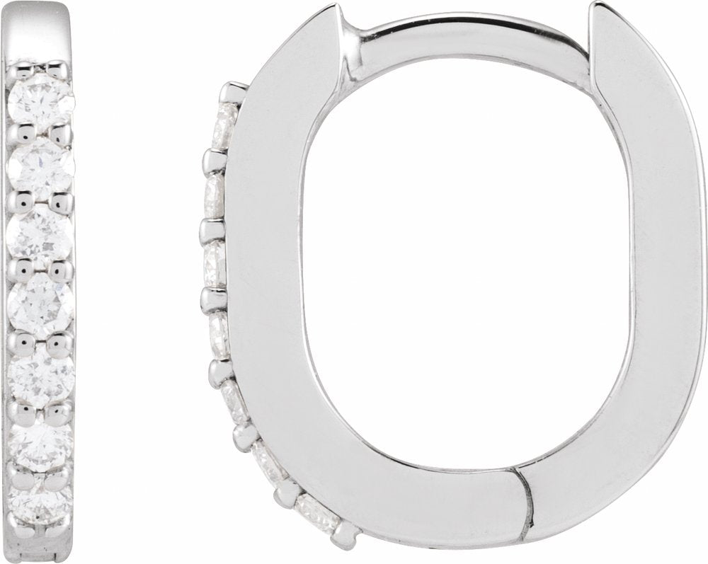 14K White Gold 1/6 CTW Natural Diamond 15 mm Hoop Earrings