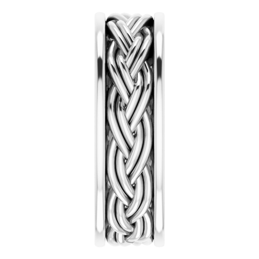 Platinum 4.45 mm Woven-Design Comfort-Fit Flat Band Size 7