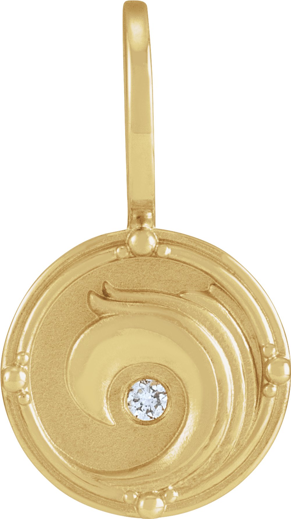 14K Yellow .015 CT Natural Diamond Water Element Charm/Pendant