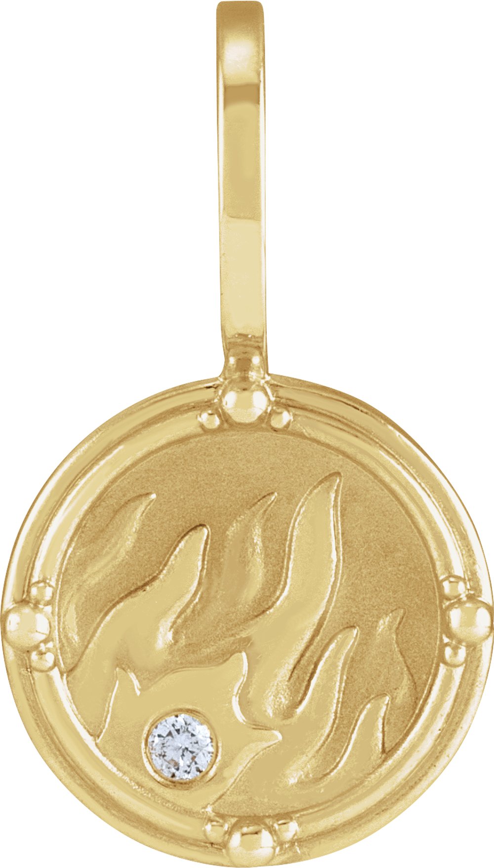 14K Yellow .015 CT Natural Diamond Fire Element Charm/Pendant