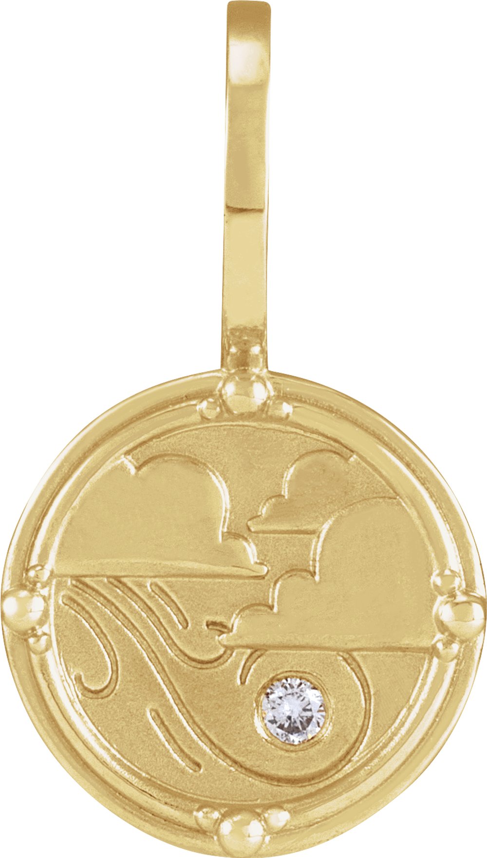 14K Yellow .015 CT Natural Diamond Air Element Charm/Pendant