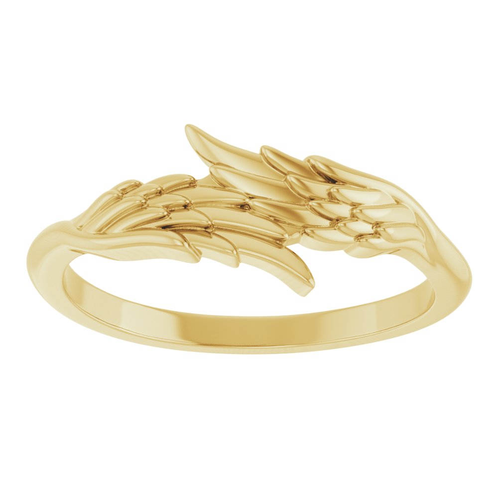 14K Yellow Gold Angel Wings Ring